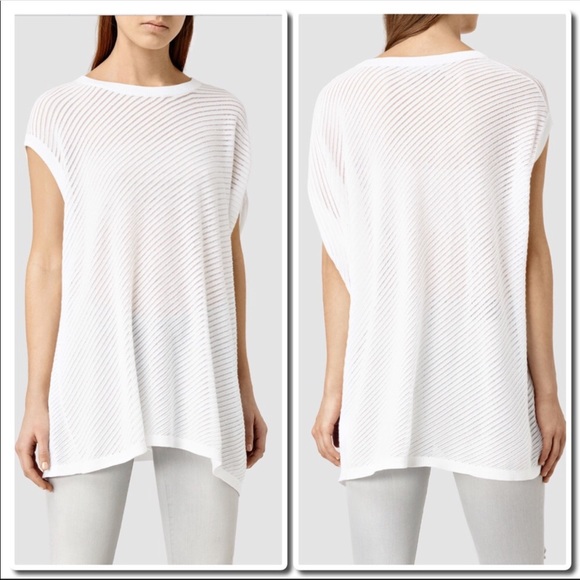 All Saints Grid Tee In Chalk - Picture 2 of 5